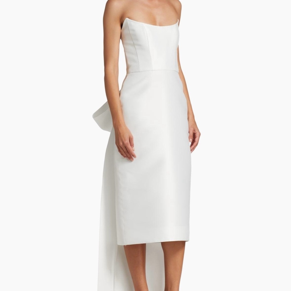 Amsale Mikado Satin Bow Back Bridal Dress